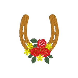 Horseshoe Flower Embroidery Design, 1 design, 3 sizes, 11 different formats