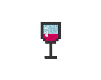 Minecraft Wine Glass Machine Embroidery Design (1 design, 3 sizes, 11 formats)