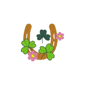 Floral Horseshoe Machine Embroidery Design, 1 design, 3 sizes, 11 different formats