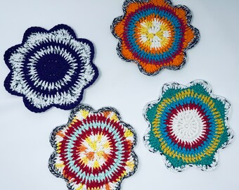 Flower Dishcloth, set of 4, crochet