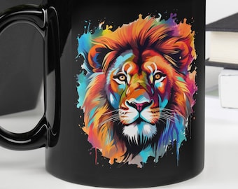 Lion Mug,  Lion Art, All Original Best Wildlife Lover's Mug, Colorful Animal Faces, Playful Animal Mug, Perfect Gift for Wildlife Admirers!