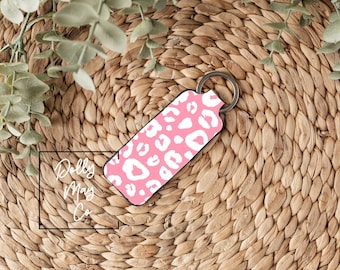 Light Pink Leopard Print Chapstick Holder, Lipstick Holder, Lip Balm Holder, Keychain Attachment