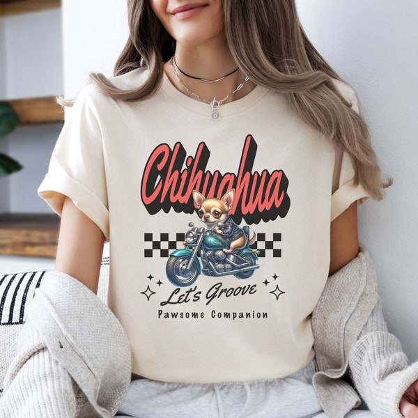 Chihuahua Shirt, Gift for Chihuahua Owner, Retro Shirt, Matching Shirts, Chihuahua Mom Tshirt, Black Hair Chihuahua Tshirt, Bella and Canvas