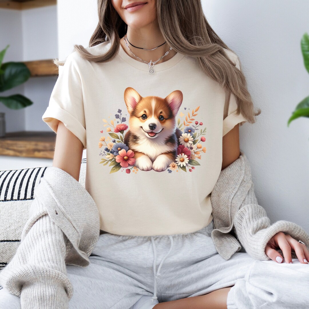 Corgi Botanist Flower T-Shirt main image 0