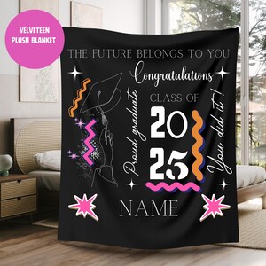 Class of 2025 Velveteen Blanket, Custom Graduation Blanket, Senior 2025, Graduation Gift for Her, Personalized Graduation Gift