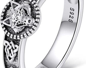 Sterling Silver Viking Wolf Ring