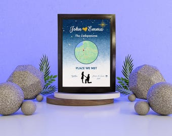 Mapa personalizado del lugar donde nos conocimos / Regalo de aniversario personalizado
