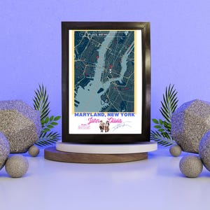 Où nous nous sommes rencontrés, carte | Carte de la ville de New York | Cadeaux gratuits | Nous nous sommes rencontrés pour la première fois, carte | Impressions de couple carte personnalisée | Impression de plan de ville, Cadeaux pour couple