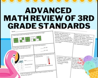 Third Grade Summer Math Review Pack (3rd Graders Moving to 4th), Advanced 3rd Grade Questions for 3rd Graders Moving to Fourth Grade