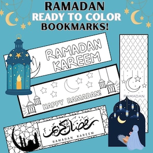 Ramadan Ready to Color Bookmarks, Ramadan (Eid) Craft and Party Activity