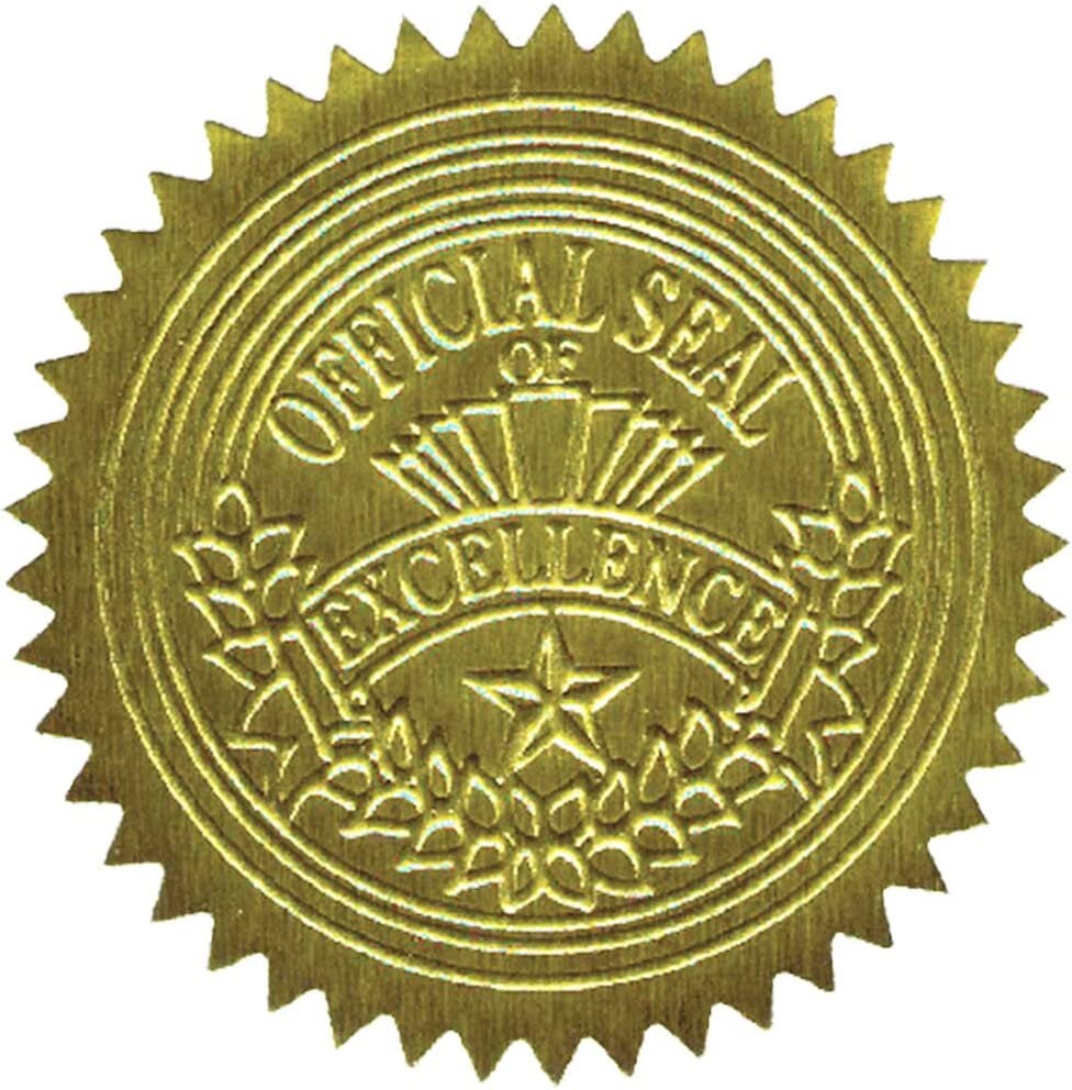 2 Gold Foil Blank Notary Certificate Wafer Medal Seals Labels
