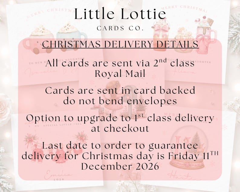 Pink Class Is Full Personalised First Christmas Card for Baby Girl | Custom Name ...