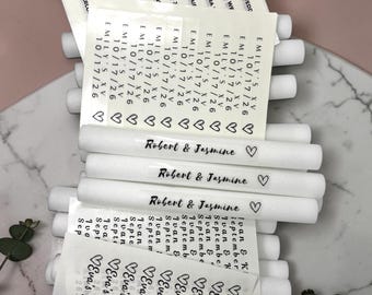 Personalized LED Foam Glow Sticks & Labels | Custom Wedding Party Favors (100 Count) 40 Fonts and 18 Images To Choose From