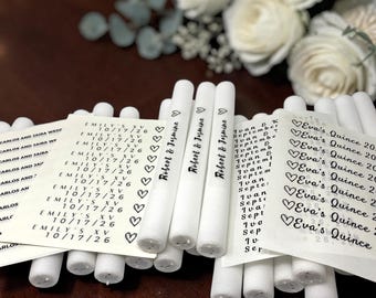 LED Glow Sticks & Personalized Labels 100 Count Combo | Custom Foam Glow Stick Party Favors | Choose Labels, Sticks or Both | Wedding
