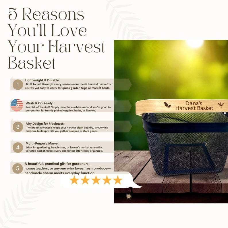 Handmade charm meets everyday utility — this personalized mesh garden basket is perfect for gathering vegetables, flowers, or even beach shells. Lightweight, washable, and gift-ready!