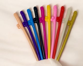 Bridal Shower Straws, 10 Pack Funny Multi Color Reusable Party Straws, Bride Brunch Drink Decor, Bachelorette Party Favors