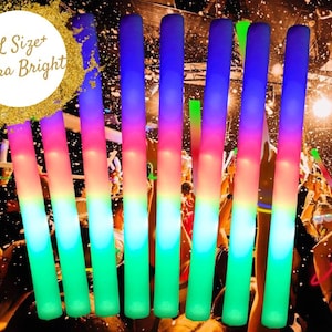 LED Foam Party Sticks: Jumbo Size, Extra Vibrant Colors, 3 Settings (35 Pack)