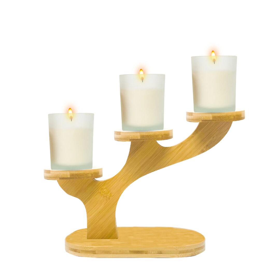 Wooden Three Tier Candle Holder Perfect for Jar Candles Stylish Modern
