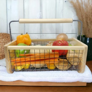 Large Wooden Harvest Basket – Maine Garden Hod for Gathering Veggies & Flowers– Rustic Gardening Gift for Gardeners, Farmhouse Garden Basket