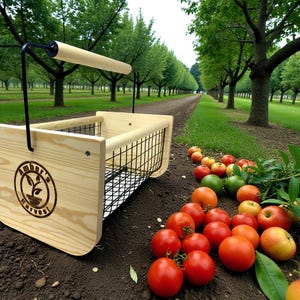 Personalized Garden Harvest Basket with Rotating Handle – Wooden Hod for Vegetables, Flowers & Herbs, Custom Engraved Gardener Gift Options Two Sided Prsnlized.