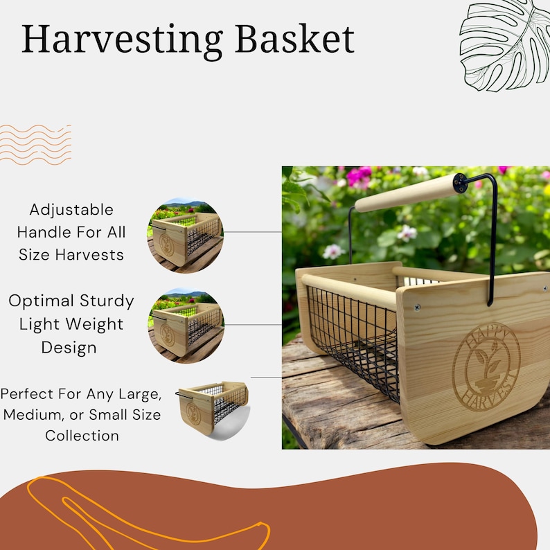 Mother day gifts. Made from durable yet lightweight materials, this basket is built to handle heavy loads of fruits, vegetables, and herbs while remaining  Harvesting basket makes a great gift for the gardener your life. The garden gift. Mom will love using her gift in the garden this year!