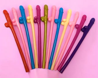 Bachelorette Party Favors – Reusable Drink Straws, Hilarious Girls Night Accessories for Bride & Squad, Bach Party Decor Funny Straws Hen