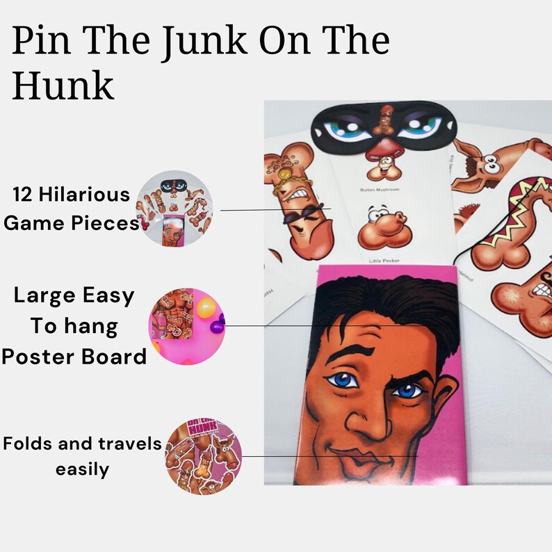 Pin the Junk on the Hunk Bachelorette Party Game Etsy