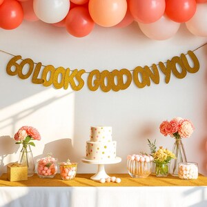 60th birthday banner

sixty birthday banner

60 looks good on you

60th party decor

60th birthday sign

milestone birthday sign

prestrung party banner

glitter birthday decor

birthday banner for her

birthday banner for him

sixty party decoration

60th birthday garland

60th birthday supplies