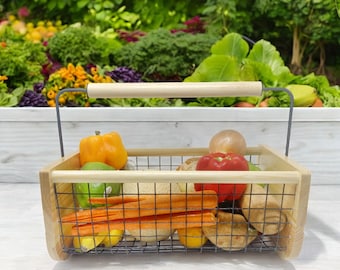 Large Harvest Basket- Garden Basket With Rotationg Handle Makes Washing and Picking Large Items Simple, Gift For Gardner, Gardening Gifts