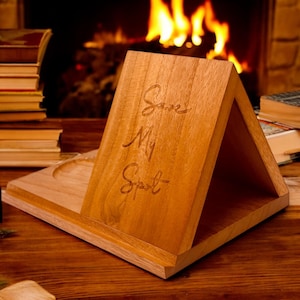 Engraved Wooden Triangle Book Stand: 'Save My Spot' - Handmade in Oregon, Gift For Readers, Bookish Gift, Book Lover Must Haves