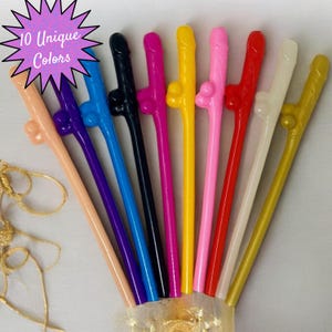 Bachelorette Party Straws: 10 Pack Multi Colors, Reusable, Funny