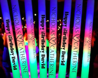 40 barras luminosas personalizadas: Recuerdos de fiesta LED personalizados, barras luminosas con nombre para bodas, recuerdos de cumpleaños, artículos para fiestas de oficina