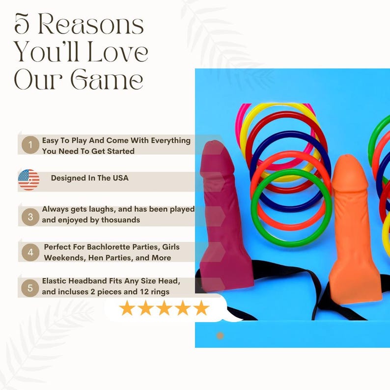 Looking for a funny bachelorette game that will keep the bride tribe entertained? This Ring Toss Party Game delivers! With two Velcro targets and twelve rings, it’s a hilarious icebreaker and the perfect drinking game addition. From bridal showers to hen nights, this novelty game guarantees giggles, competition, and memories your bride-to-be will cherish long after the party’s over.