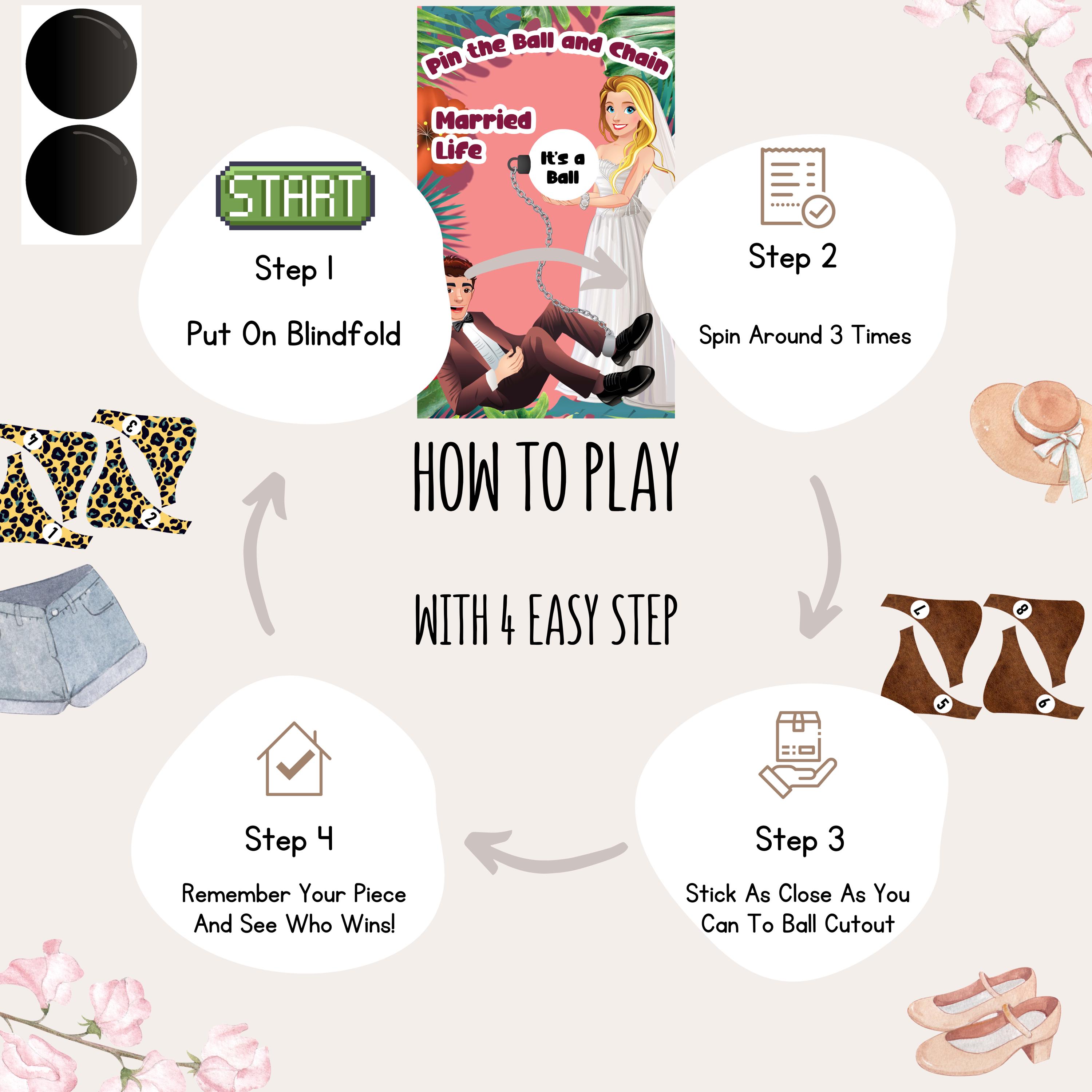 Bachelorette Party Game – Pin The Ball & Chain, Includes 16 Pieces & Eye Mask - View #3