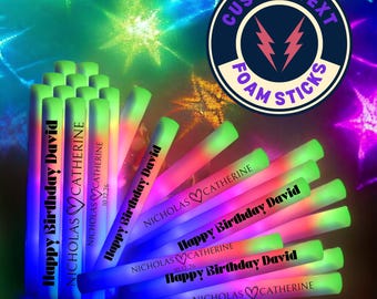 Personalized LED Foam Glow Sticks: Wedding Party Favors (28 Pack)