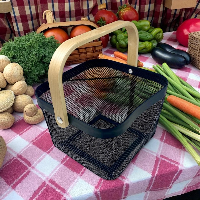 Functional meets beautiful — this custom mesh harvest basket makes garden days effortless. Perfect for collecting herbs, fruits, or flowers with a personal touch that makes it uniquely yours.