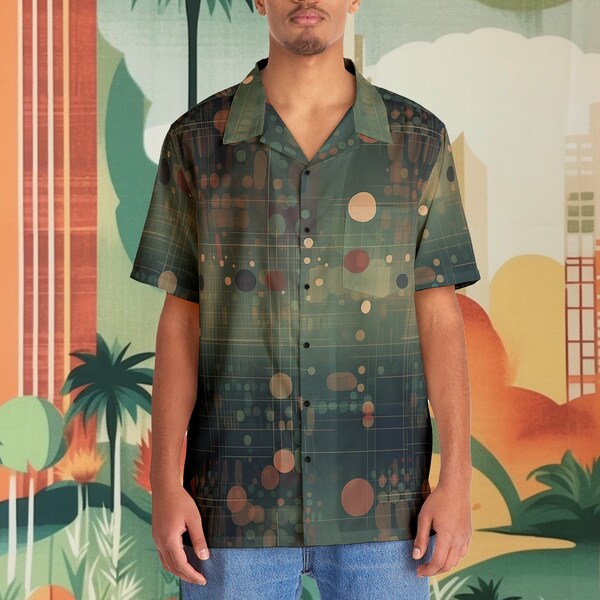 Vintage Mid-century Modern Button Up Hawaiian Shirt