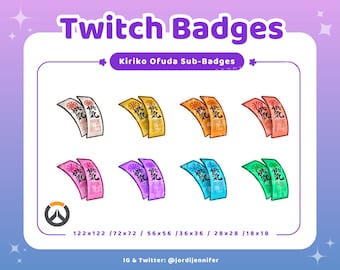 Overwatch Kiriko Ofuda Sub Badges 8-Pack for Stream - Twitch, Discord, YouTube