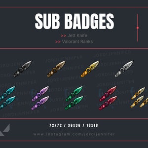 Valorant Jett Knife Sub/Bit Badges for Stream - Twitch, Discord, YouTube