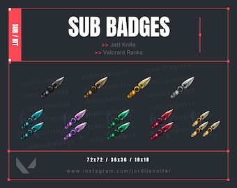 Valorant Jett Knife Sub / Bit Badges für Stream - Twitch, Discord, YouTube