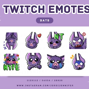 Cute Kawaii Bat Emote for Stream 8-Pack - Twitch, Discord, YouTube