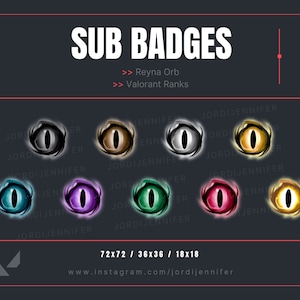 Valorant Reyna Orb Sub Badges 9-Pack for Stream - Twitch, Discord, YouTube