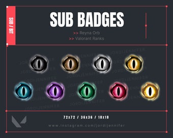 Valorant Reyna Orb Sub Badges 9-Pack for Stream - Twitch, Discord, YouTube