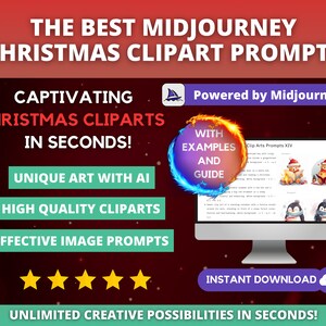 Christmas Cliparts Midjourney Prompts | Commercial Use | AI Art Prompt Guide | Unlimited Clipart | Christmas Designs | Midjourney Clip Arts image 4
