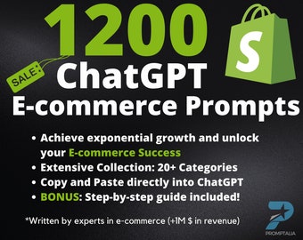 Plus de 1 200 invites ChatGPT pour les vendeurs en ligne | Succès du commerce électronique | Avis d'experts en dropshipping | Optimisation d'une boutique en ligne | Entreprise