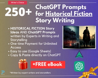 250+ ChatGPT Prompts | Historical Fiction Writing Prompts | Instant Access | Writing Prompts | Storywriting Prompts | Professional Writers