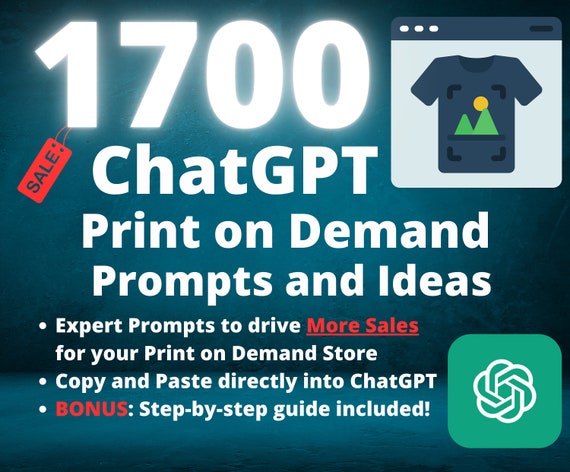 1700 ChatGPT Prompτs for Print on Demand Sellers | POD Product Ideas | Boost Your POD Business | Etsy POD Seller Resources | Digital Product