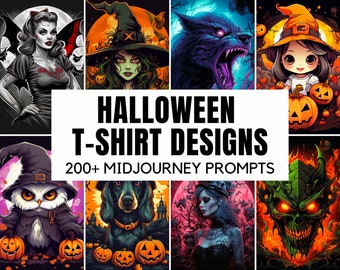 200+ Halloween T-shirt Designs Midjourney Prompts, AI Art, Midjourney Prompt Guide , Midjourney AI Art, Learn Midjourney, Generate Designs