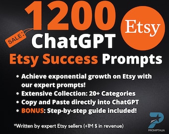 1200+ ChatGPT Prompτs for Etsy Sellers| Etsy Success | Etsy Listing Optimization | Etsy Expert Insights | Etsy Store Optimization | Business