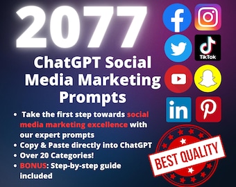 2077 ChatGPT Social Media Marketing Prompτs to Boost Engagement, Drive Success, Social Media Manager Tools, Content Strategy, Marketing Tips